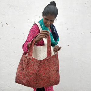 "Reversible Quilted Kantha Bag"
